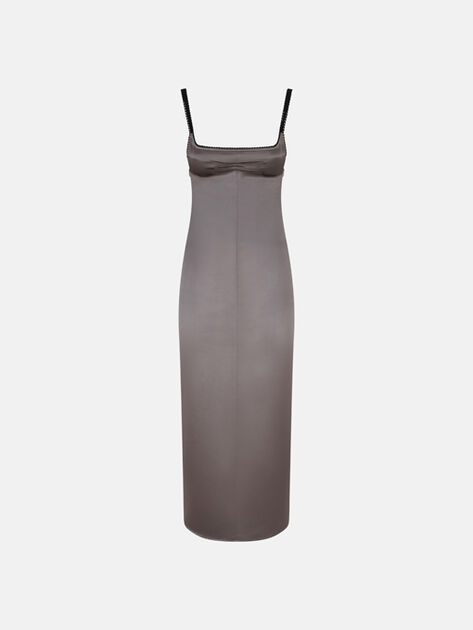 THE ATTICO Grey satin midi dress Metal grey 260WCW00279VVV112AA708