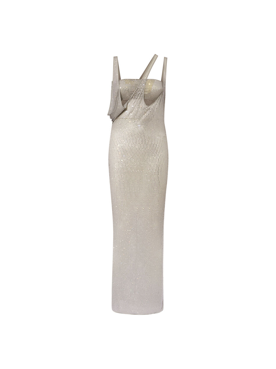 THE ATTICO Pearl grey midi dress Pearl grey 246WCM150J042T697