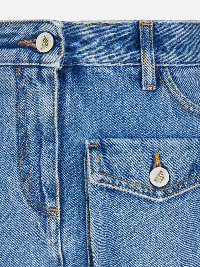 ATTICO ''FAY'' WASHED BLUE MINI SKIRT