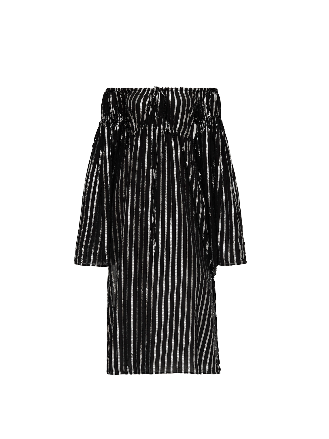 The Attico Dress Black And Silver Stripes 4