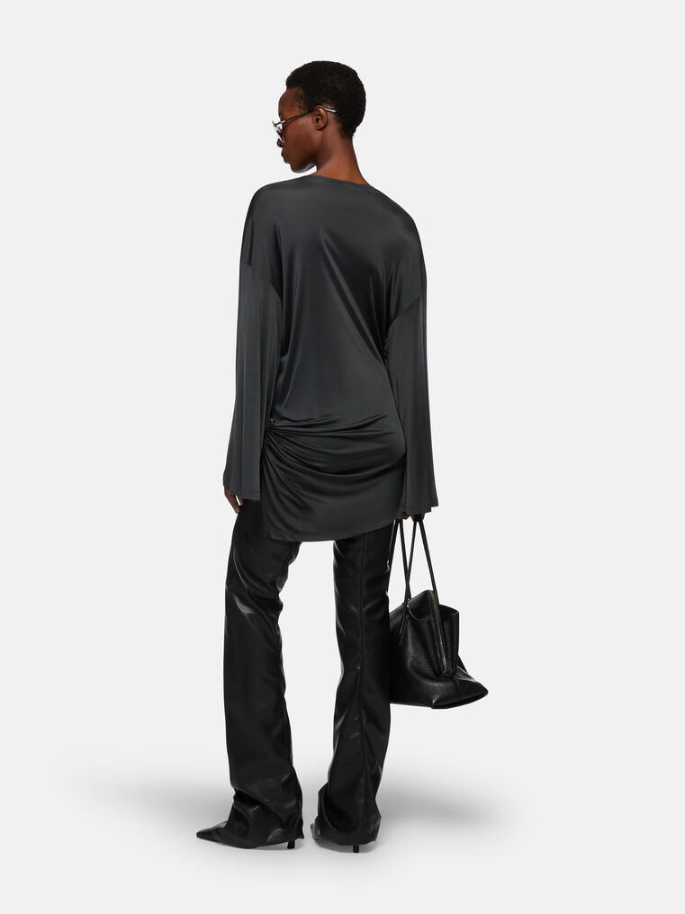 Attico Dark Grey Mini Dress In Black