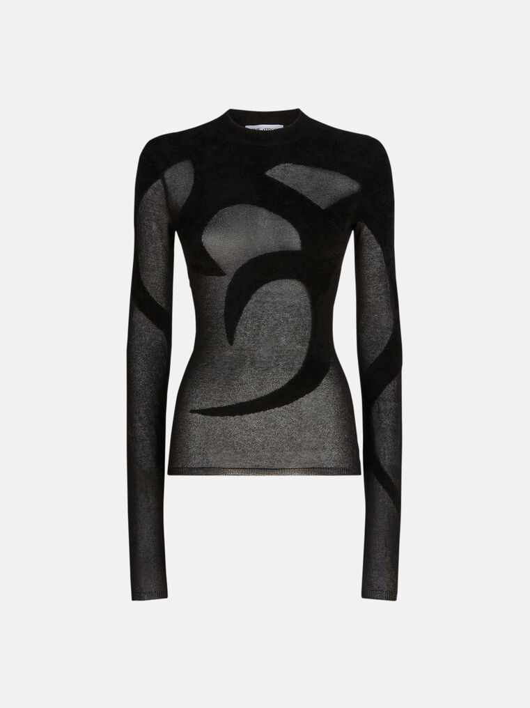 Shop Attico The  Tops Gend - Black Sweater Black Main Fabric: 38% Cotton 34% Polyamide 28% Viscose
