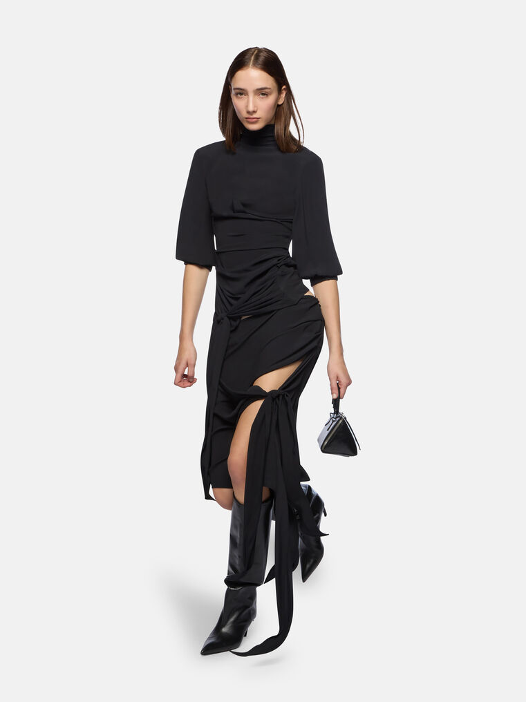 Attico The Skirts Gend - Black Midi Skirt Black Main Material: 63% Acetate 37% Silk In Black