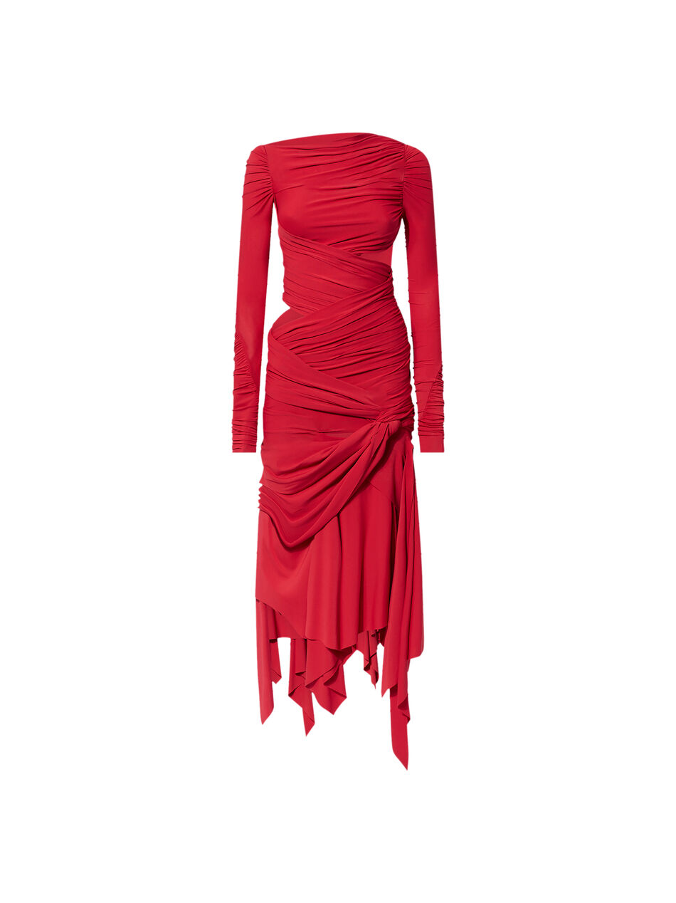 THE ATTICO Vibrant red midi dress Vibrant red 246WCM151A014278