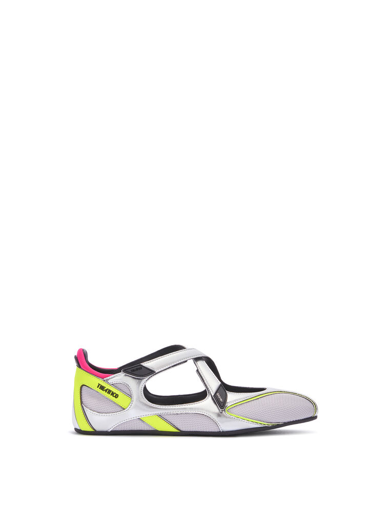 Attico Silver Polyurethane Ballet Flats In Multi