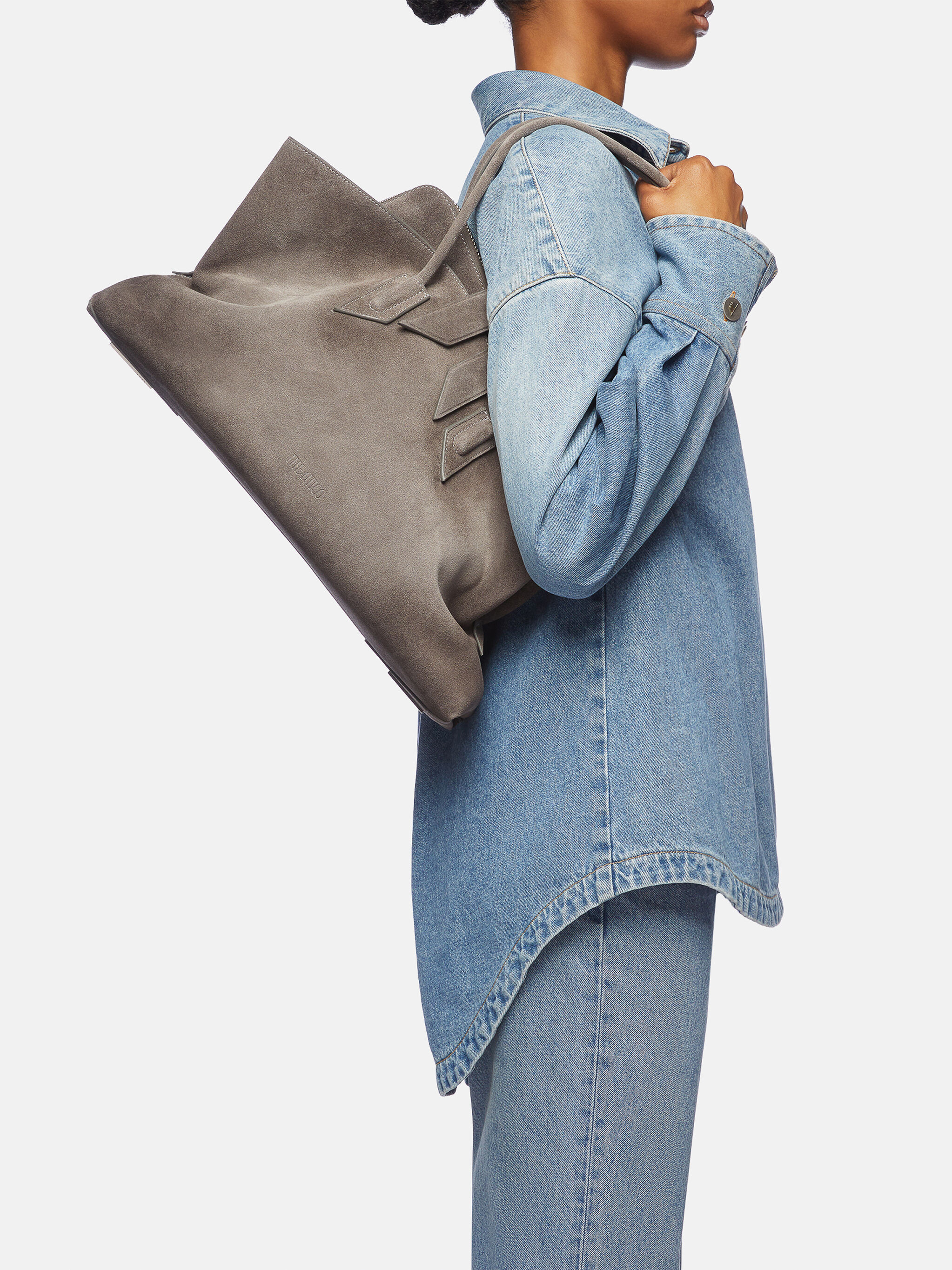 ''La Passeggiata Medium'' dark grey top handle for Women | THE ATTICO®