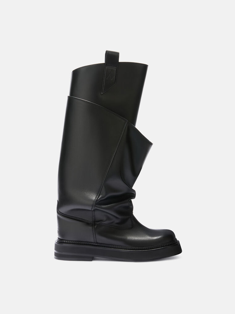 Attico Passeggiata Black Boots With Heel-tab And Rubber Sole In Leather Woman