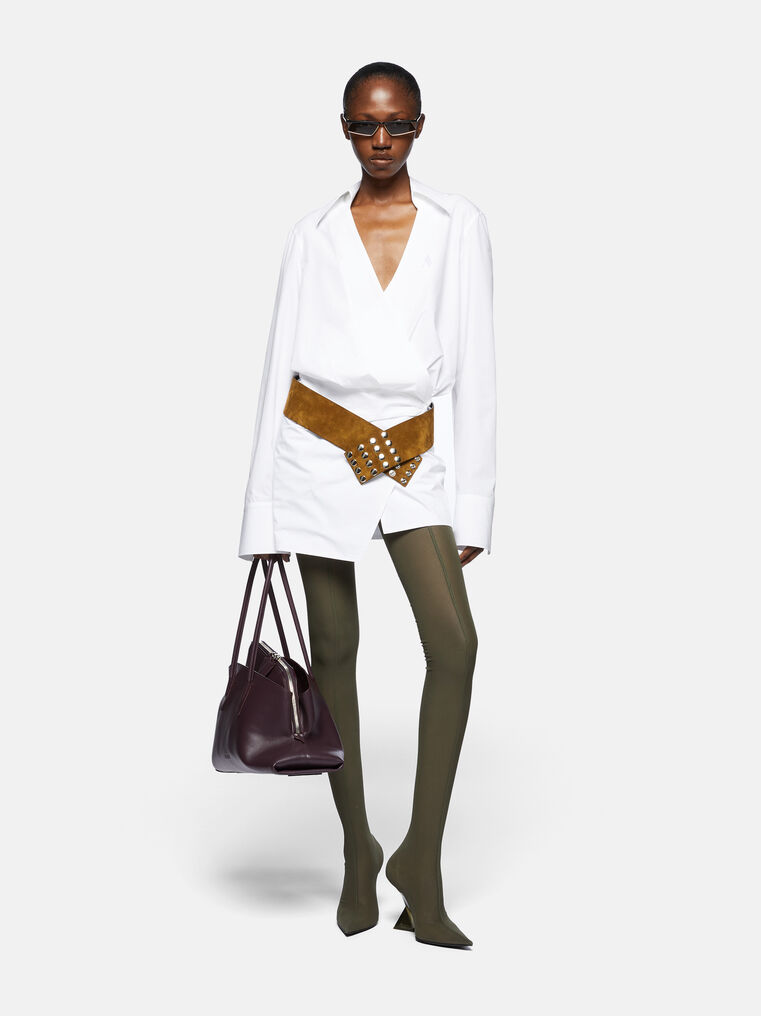 Attico Mini Wrap Chemisier Dress With In White