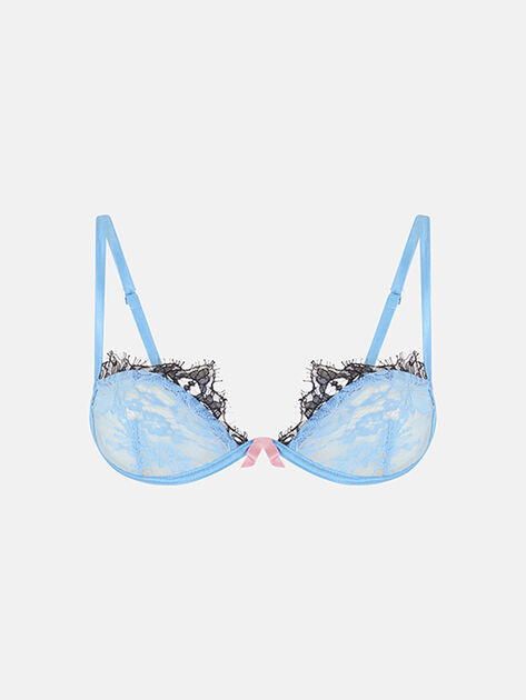 THE ATTICO Blue and black lace bra DUSTY BLUE 260WCL00008PAA129AA263