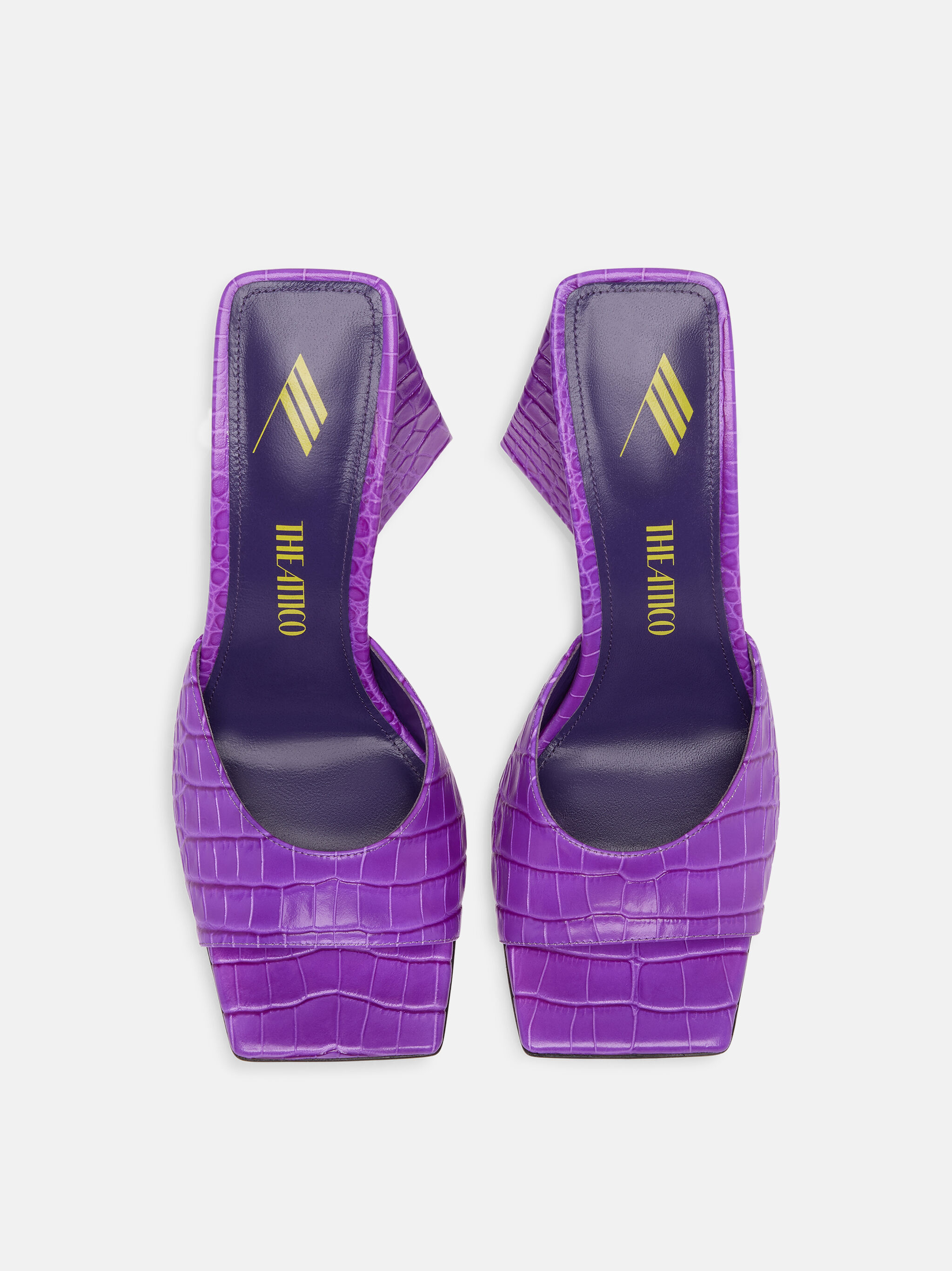 Womens Shoes Heels Mule shoes - Save 15% Purple The Attico Leather Devon Mule 115mm Croco in Neon Violet 