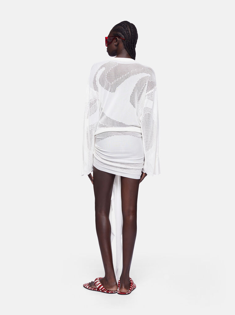 Shop Attico Mini Dress Light Ivory In White