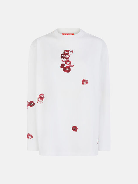 THE ATTICO T-shirt white and burgundy White/Burgundy SPEWCT000246J025P821