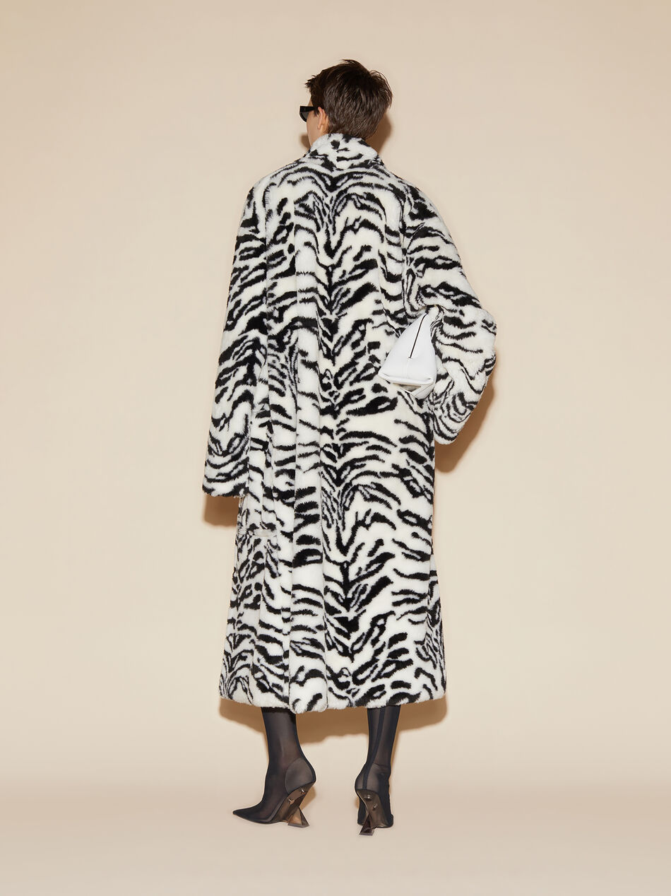 THE ATTICO White and black long fur coat WHITE/BLACK 246WCC67FUR6020