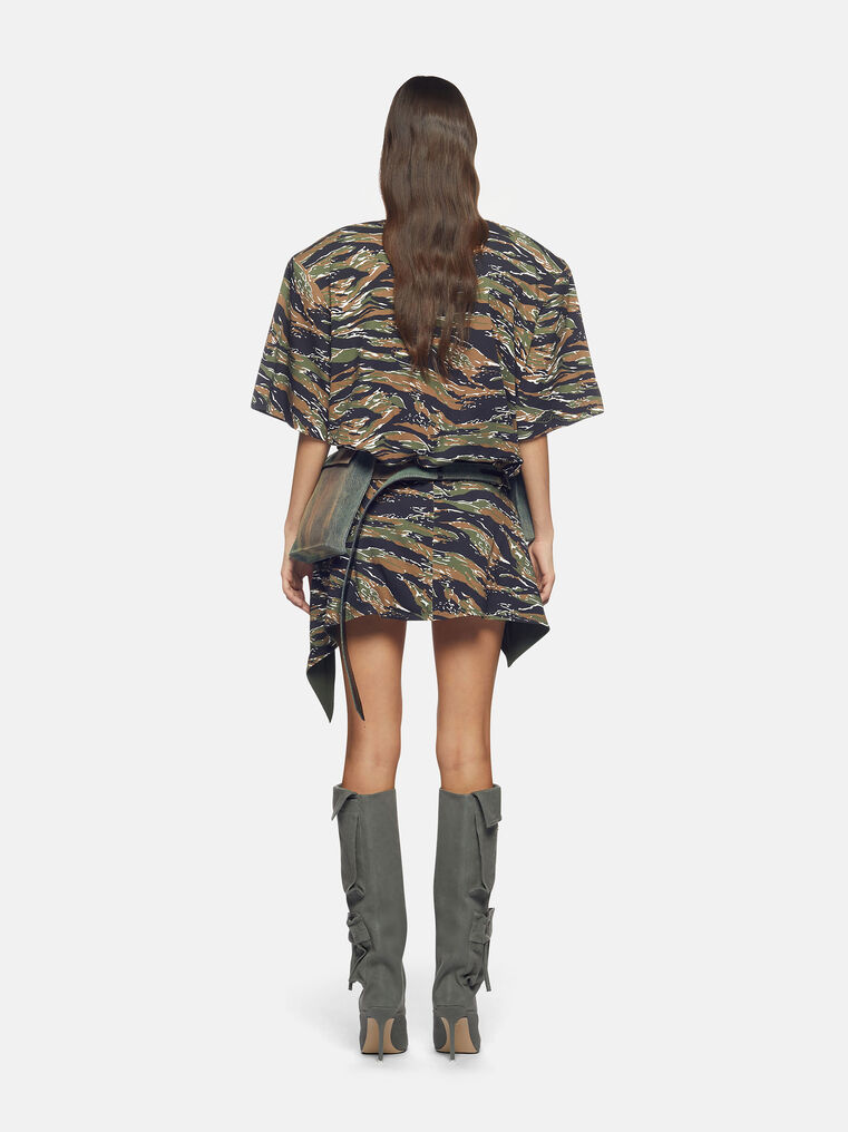 Shop Attico Military And Light Brown Mini Skirt In Military/light Brown