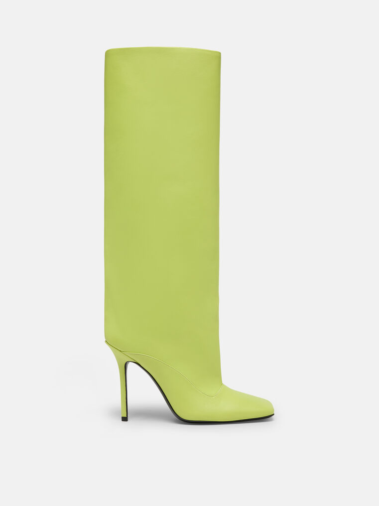 Attico Sienna Boot In Lime Napa Leather In Lime
