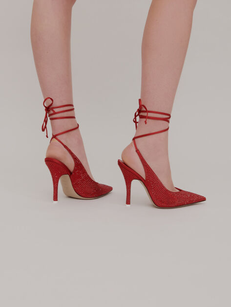 The Attico Call Me Back Venus slingback pumps with upcycled Swarovski crystals RED 202WSX00TV07010