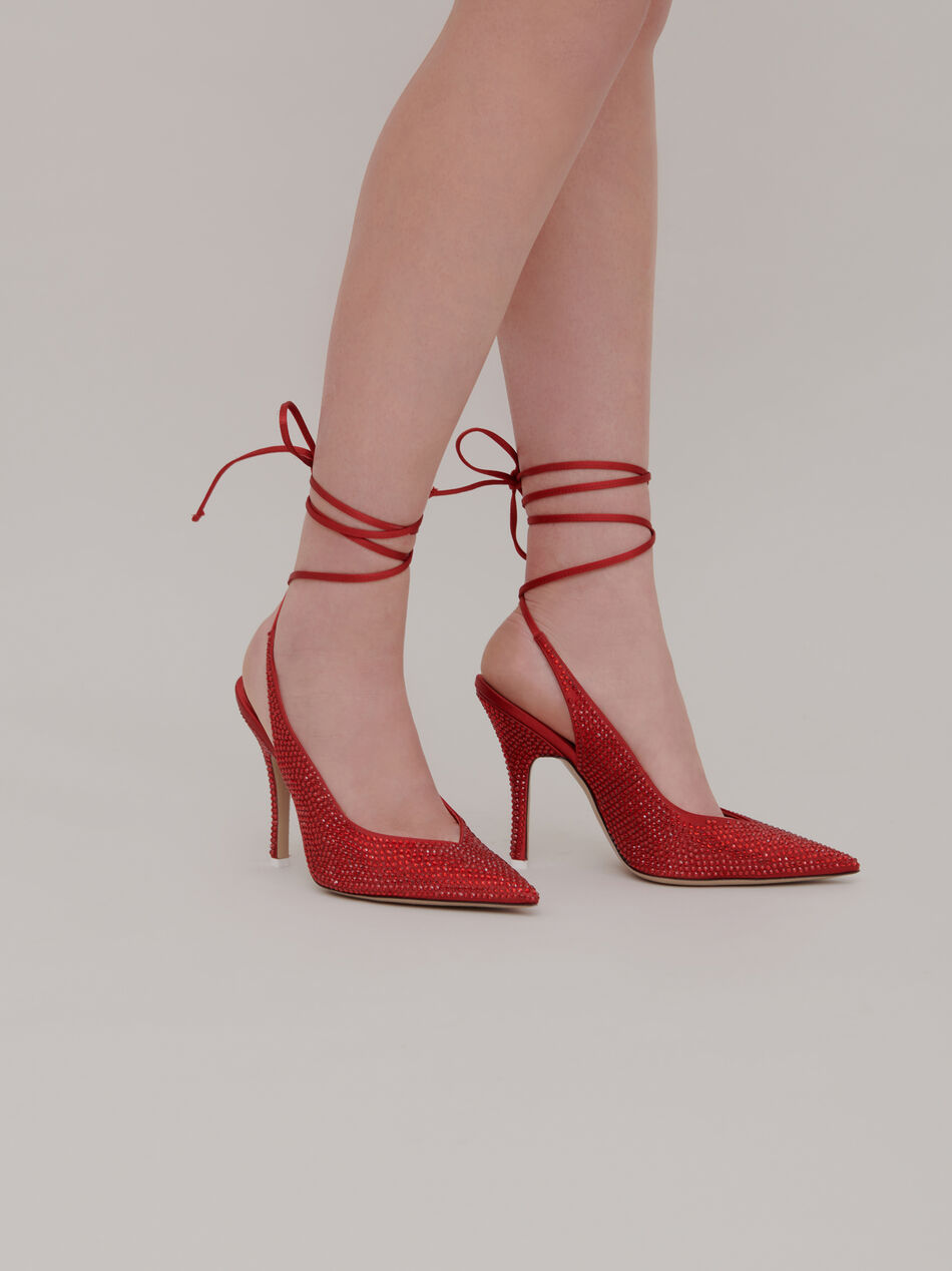 The Attico Call Me Back Venus slingback pumps with upcycled Swarovski crystals RED 202WSX00TV07010