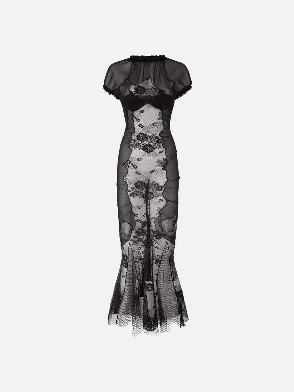 THE ATTICO Black lace midi dress Black 260WCW00286MIX088AA100