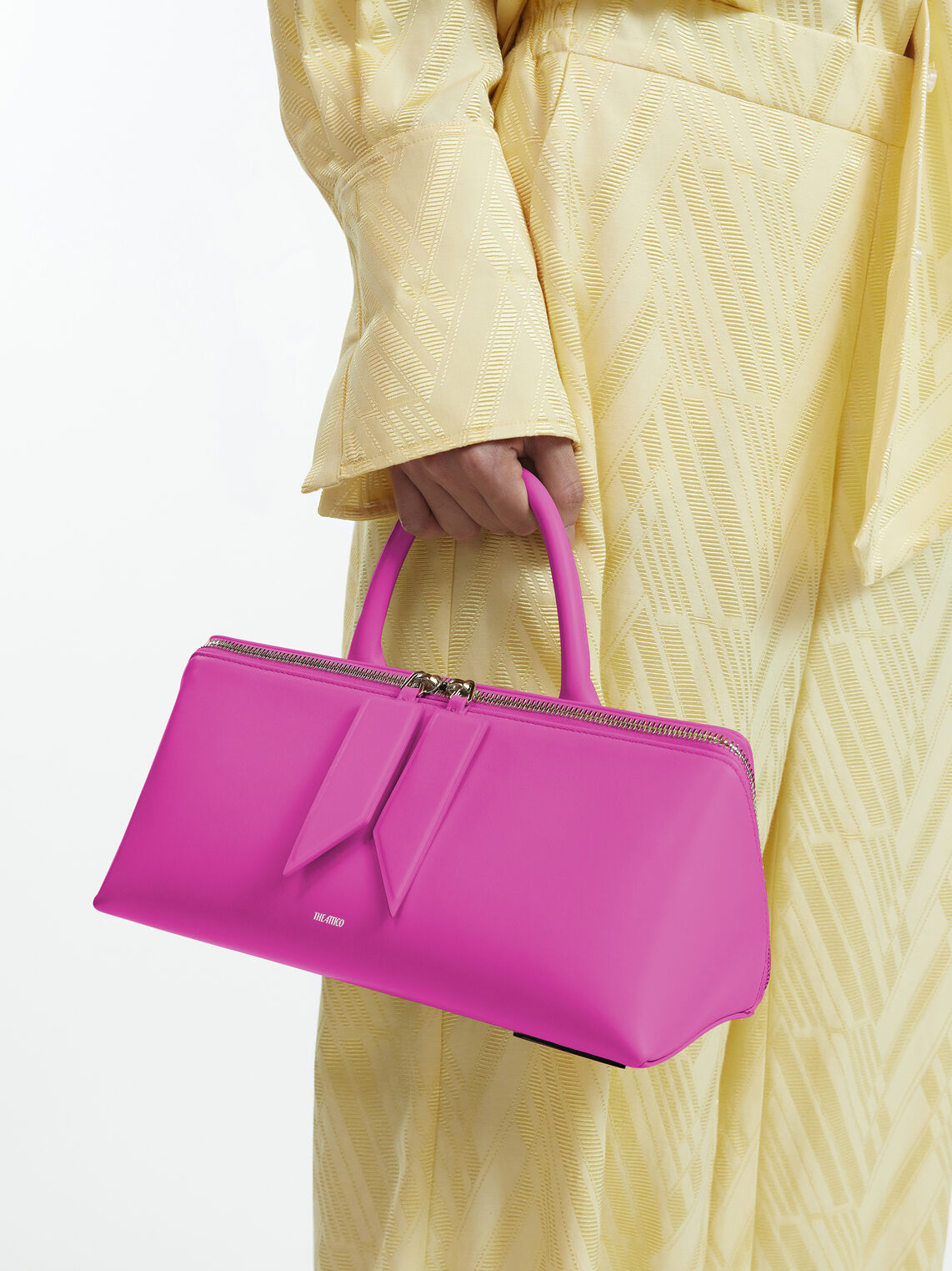 THE ATTICO ''Sunday'' hot pink elongated everyday bag 6