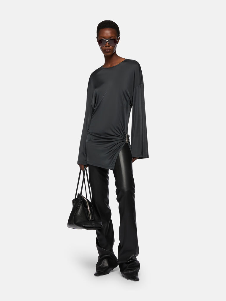 Attico Dark Grey Mini Dress In Black