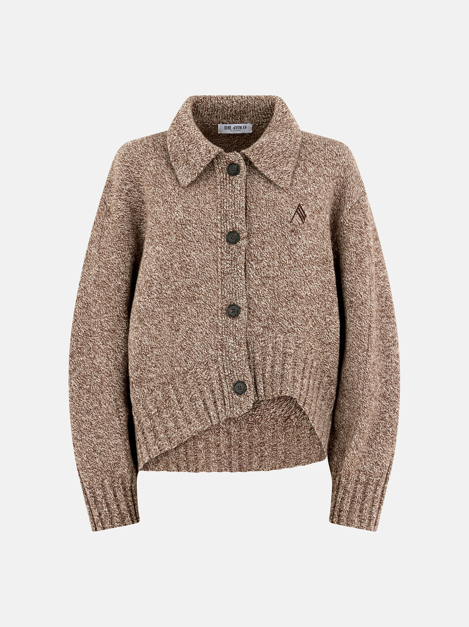 THE ATTICO Dark brown and white cardigan DARK BROWN/WHITE 260WCD00013KWS012AA083