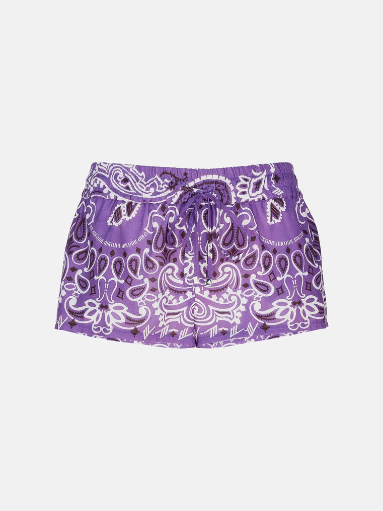 Shop Attico Violet, Brown And White Short Pants In Violet/brown/white