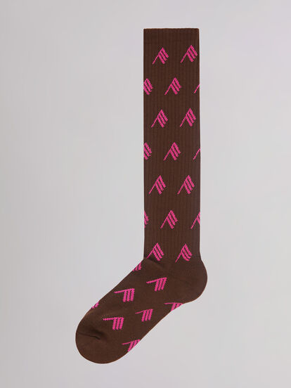 Sahara bicolor allover sponge long socks for Women