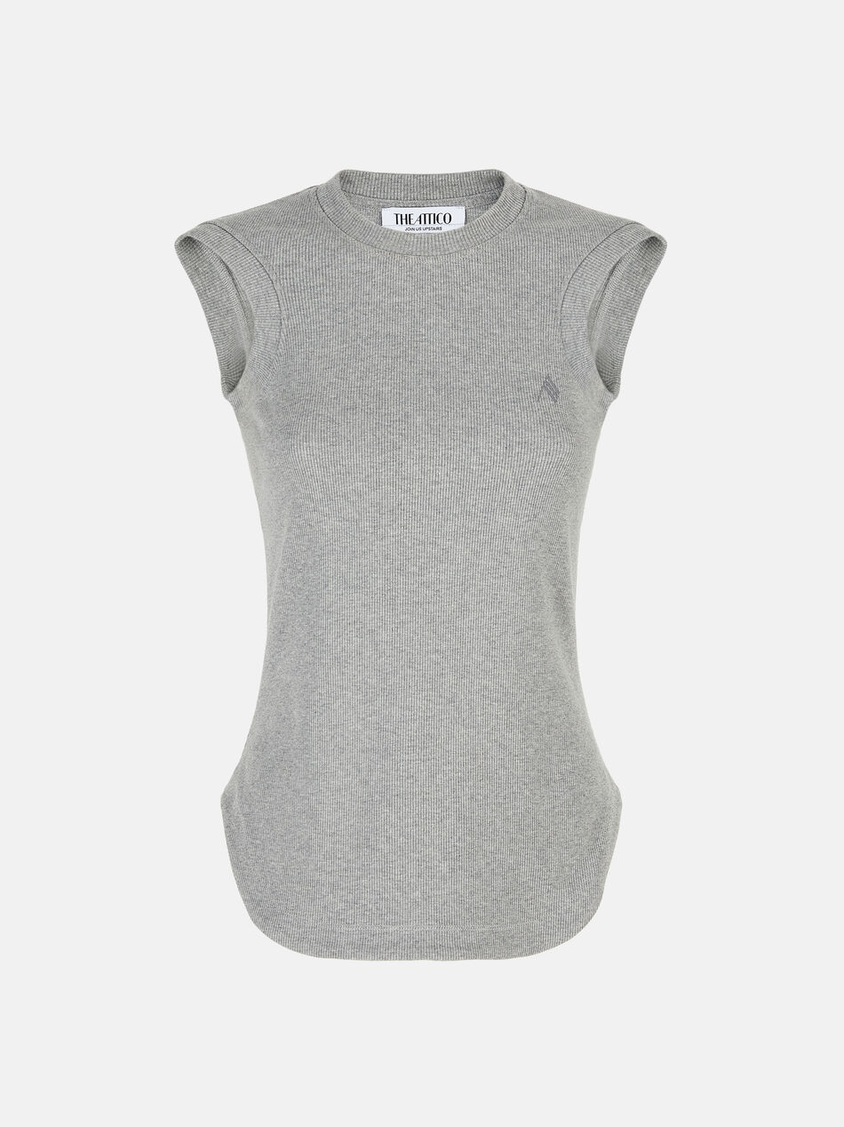 THE ATTICO "Reese" melange grey tank top LIGHT GREY MELANGE 238WCT185J015M183