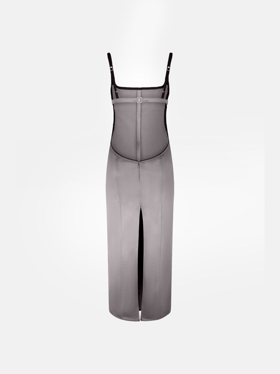 THE ATTICO Grey satin midi dress Metal grey 260WCW00279VVV112AA708