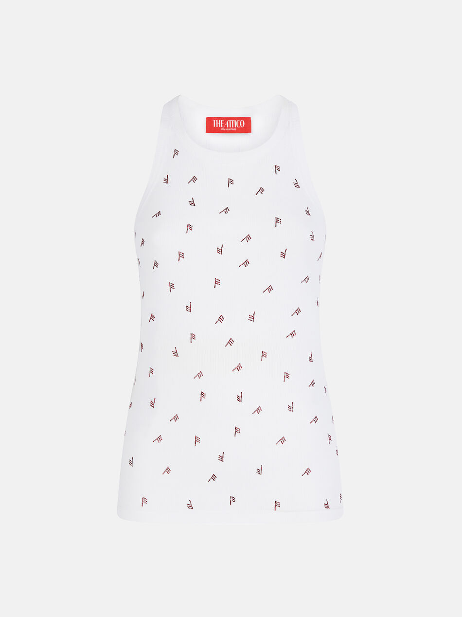 THE ATTICO Tank top white and burgundy strass White/Burgundy SPEWCT000276J050L821