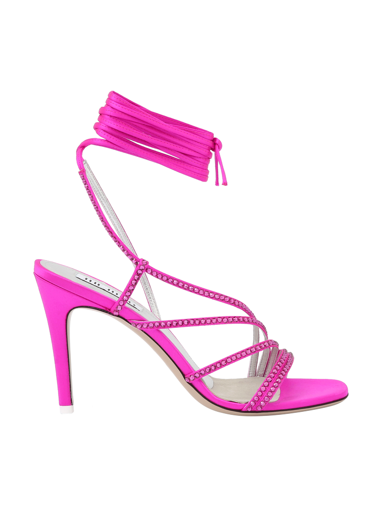 The Attico Shoes | The Attico - 'BABY' SATIN SANDAL WITH CRYSTALS