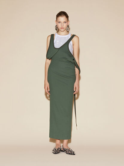 slim fit dress slacks The Attico Perforated Ribbed Viscose Mini Dress main image 1