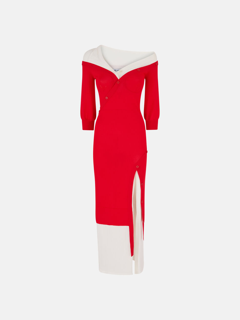 THE ATTICO Red and beige knitted dress Red/milk 260WCW00301KVV095AA649