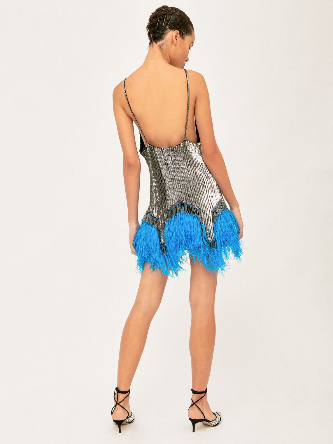 The Attico Embro And Ostrich Feathers Strapless Mini Dress 2
