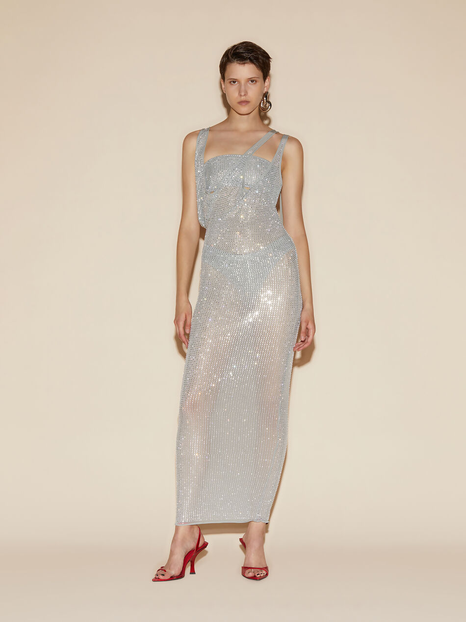 THE ATTICO Pearl grey midi dress Pearl grey 246WCM150J042T697