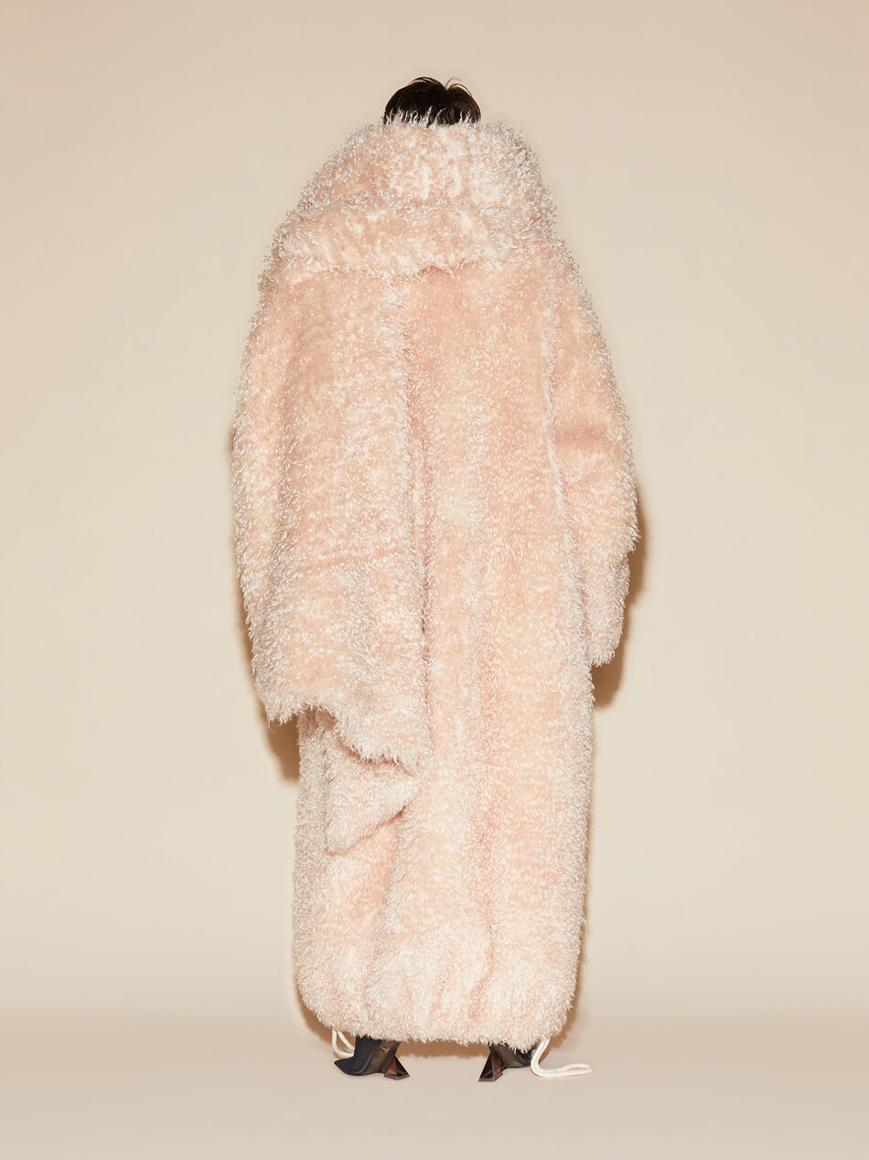THE ATTICO Powder long fur coat Powder 246WCC66FUR4405
