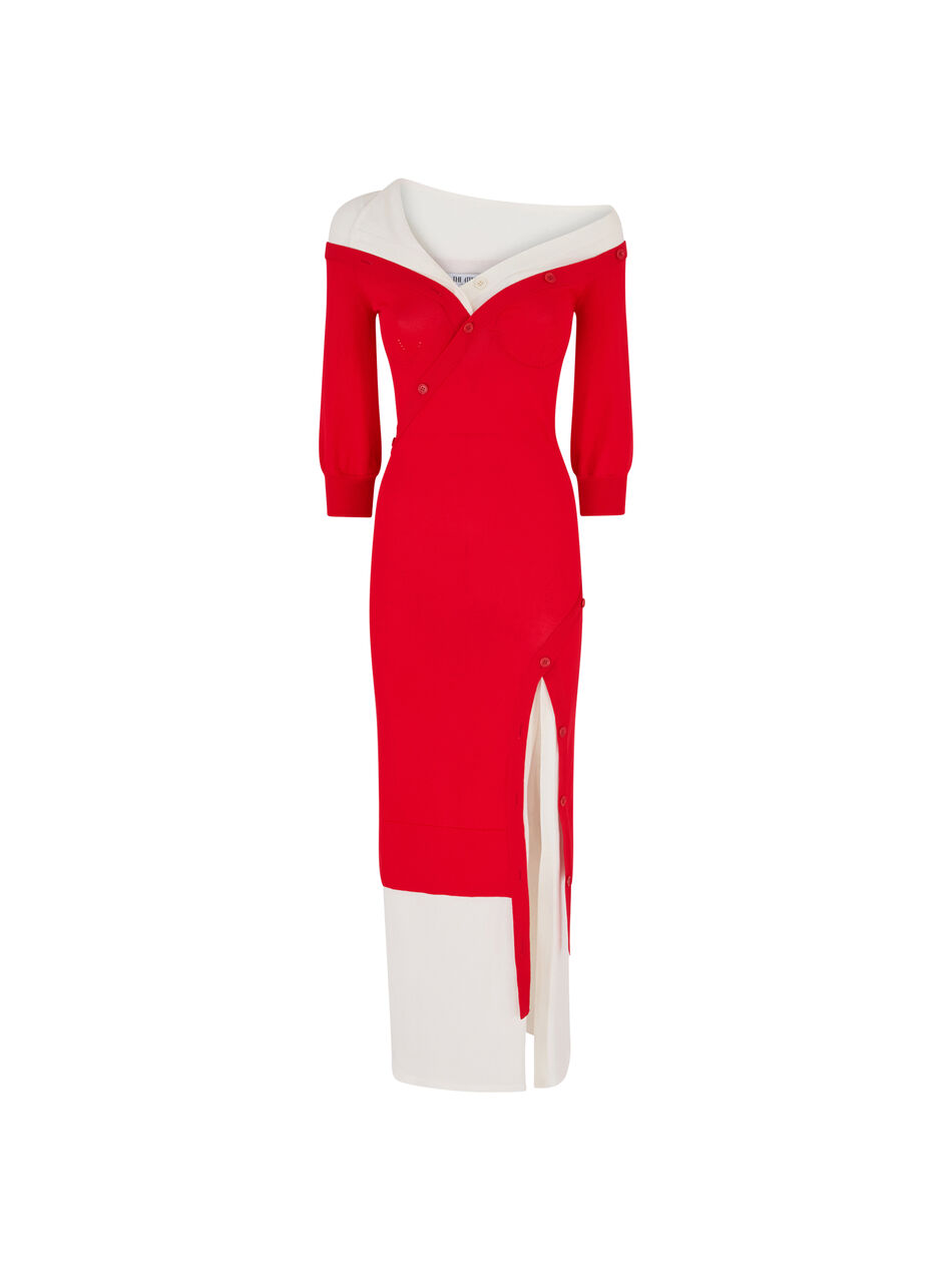 THE ATTICO Red and beige knitted dress Red/milk 260WCW00301KVV095AA649