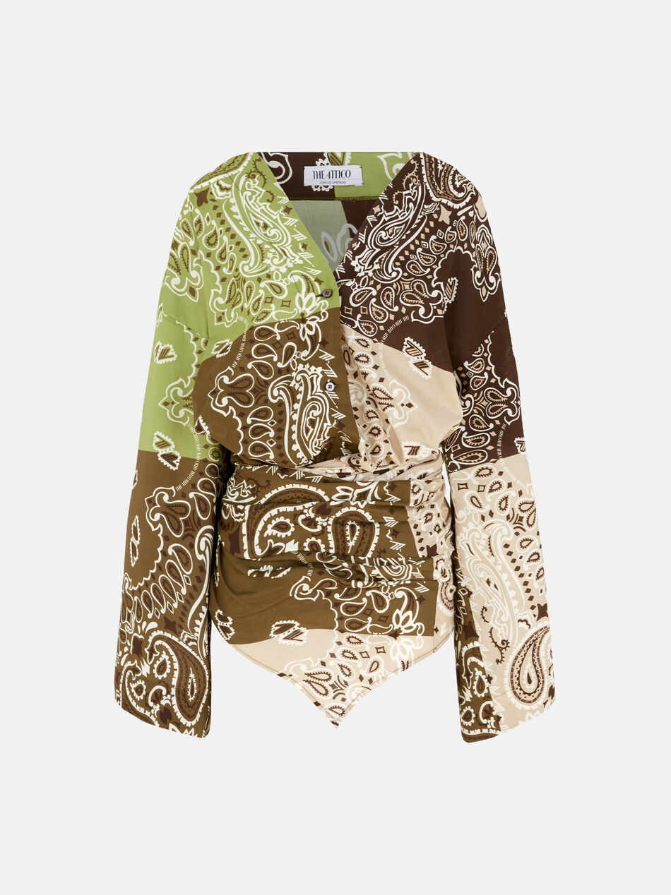 THE ATTICO Multicolor green, brown and beige mini dress Multicolor green/brown/beige SPEWCA275C077P826