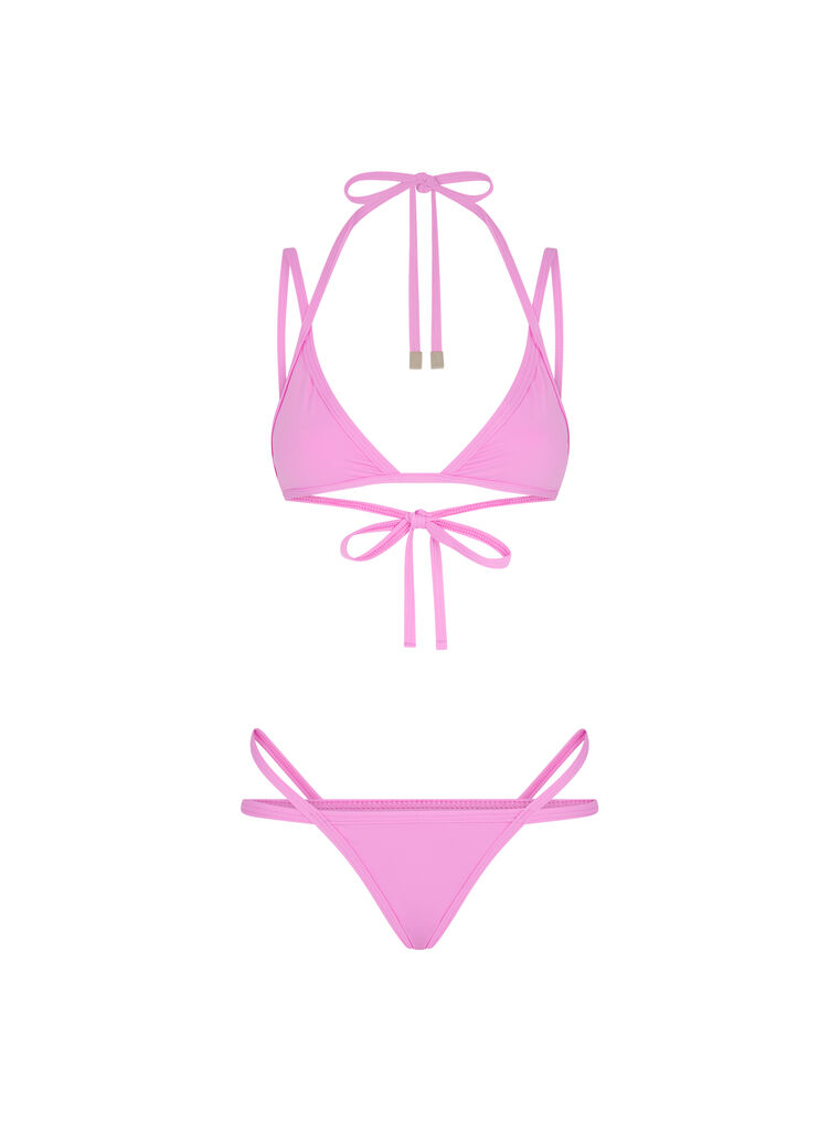 Shop Attico Hot Pink Bikini In Bubble Gum