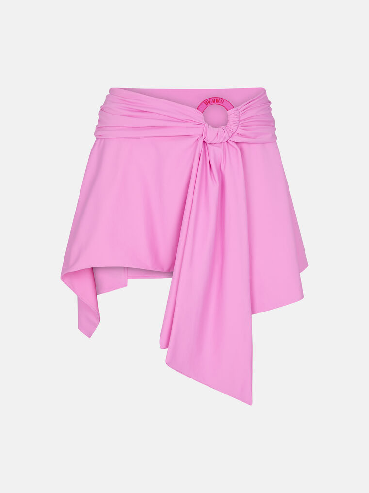 Shop Attico Hot Pink Mini Skirt In Bubble Gum