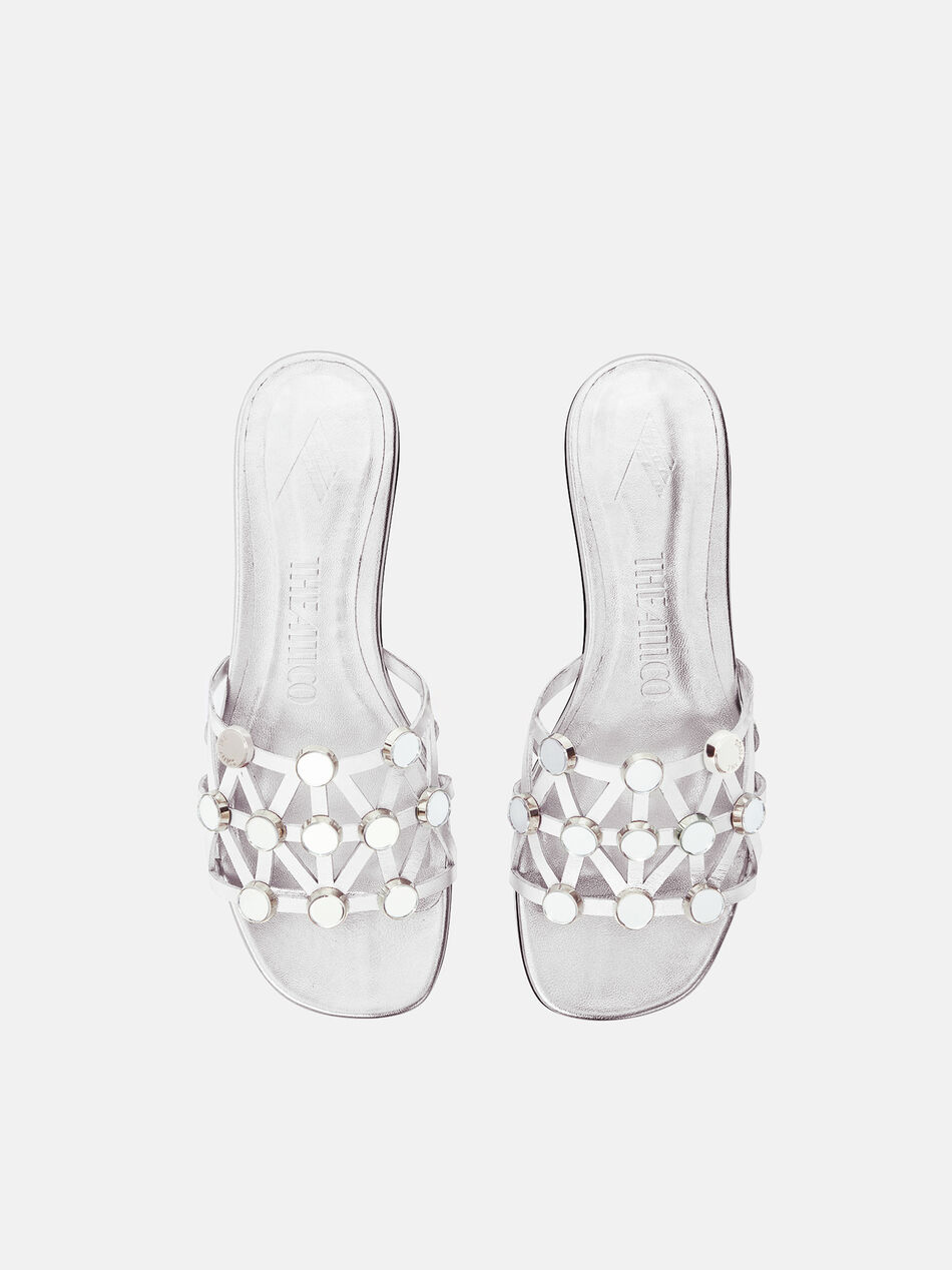 THE ATTICO ''Grid'' slide flat silver SILVER 251WSH00882LBT112AA002