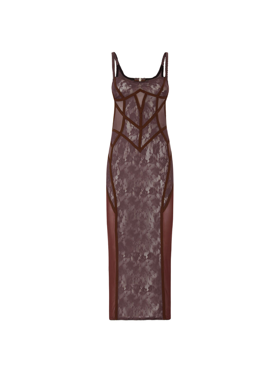 THE ATTICO Brown lace midi dress BROWN 260WCW00284MIX079AA064