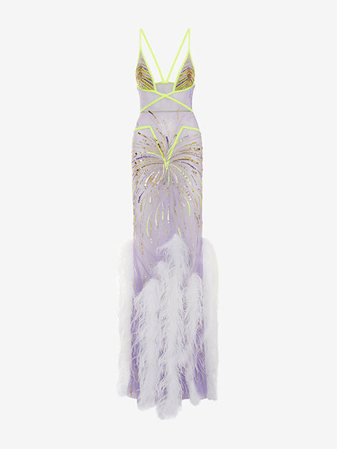 THE ATTICO ''Orchid'' lilac long dress LILAC/YELLOW/GOLD 226WCW50H124359