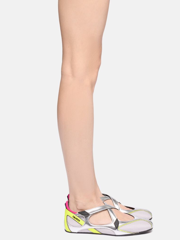 Attico Silver Polyurethane Ballet Flats In Multi