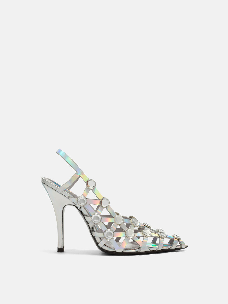 THE ATTICO ''Grid'' holographic silver slingback HOLOGRAPHIC SILVER 236WS743L062R465