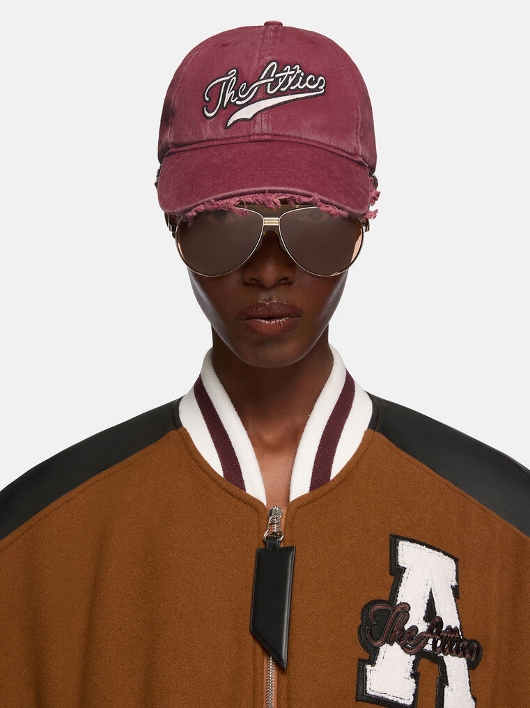 Attico Logo-embroidered Frayed-edge Baseball Cap In Red