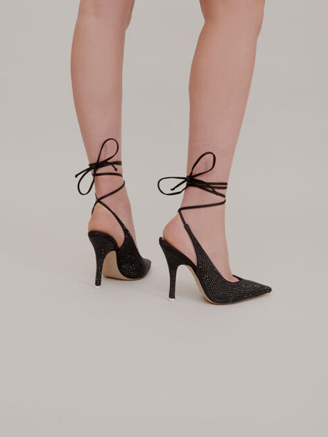 The Attico Call Me Back Venus slingback pumps with upcycled Swarovski crystals BLACK 202WSX00TV07100