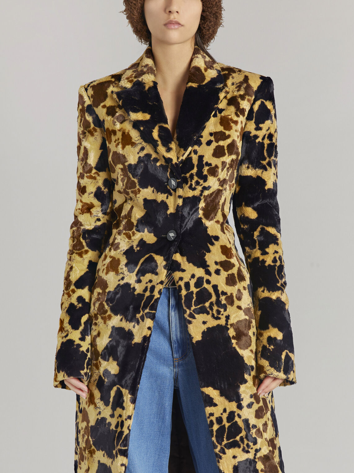 THE ATTICO "Milla" cow printed fitted coat 2