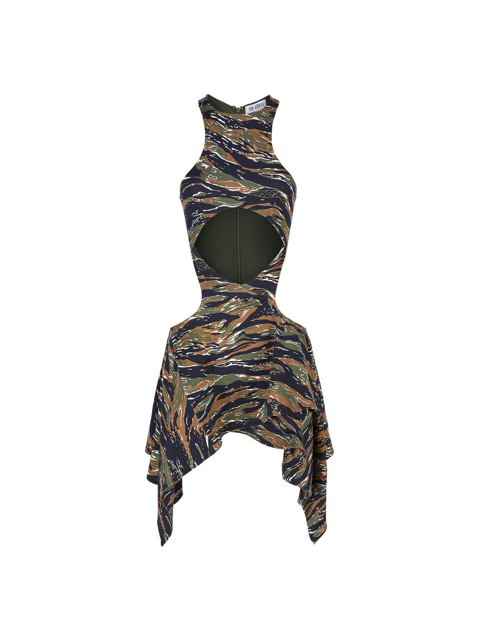 THE ATTICO "Magnolia" military and light brown mini dress MILITARY/LIGHT BROWN 238WCA228C074P514