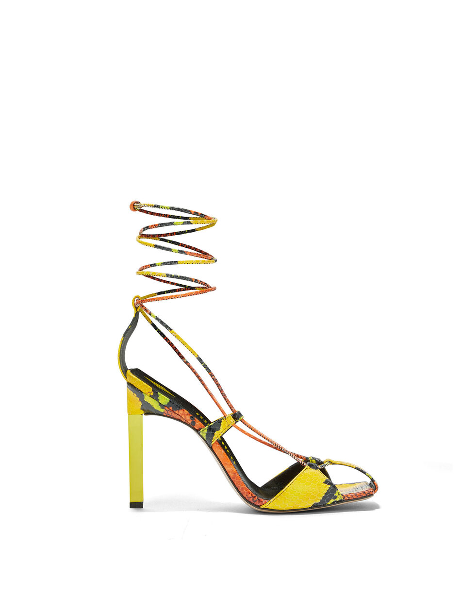 THE ATTICO "Adele" orange ,black, yellow and green lace-up sandal ORANGE/BLACK/YELLOW/GREEN 238WS411EL003547